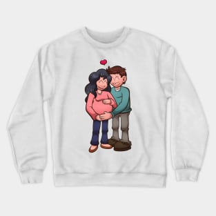 Cartoon Pregnant Couple Crewneck Sweatshirt